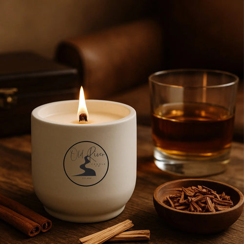 Bourbon Sandalwood Scented Candle Old River Candle Company