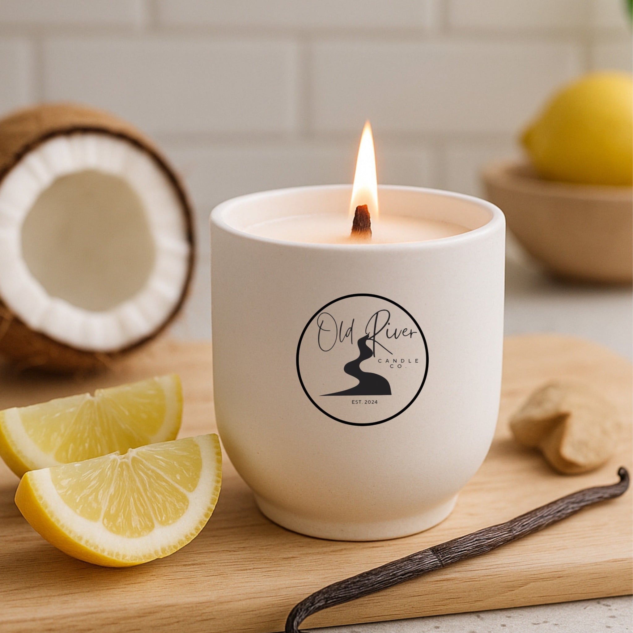 Lemon Coconut Vanilla Scented Candle